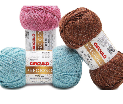 Lã Precioso Círculo 100g com Brilho para Tricô e Crochê