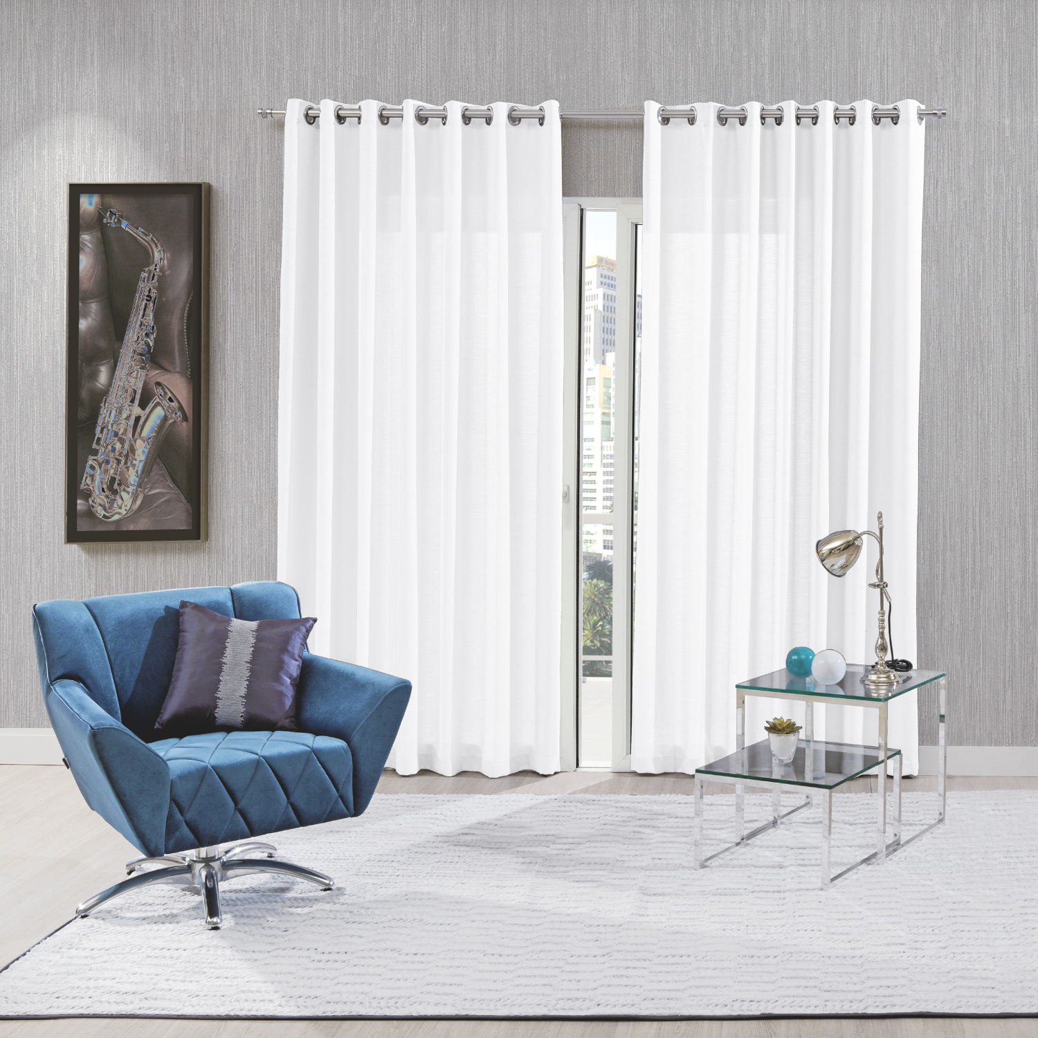 CORTINA RÚSTICA PRIMITIVE 2,00 X 2,30 BRANCA COM ILHÓS PARA VARÃO