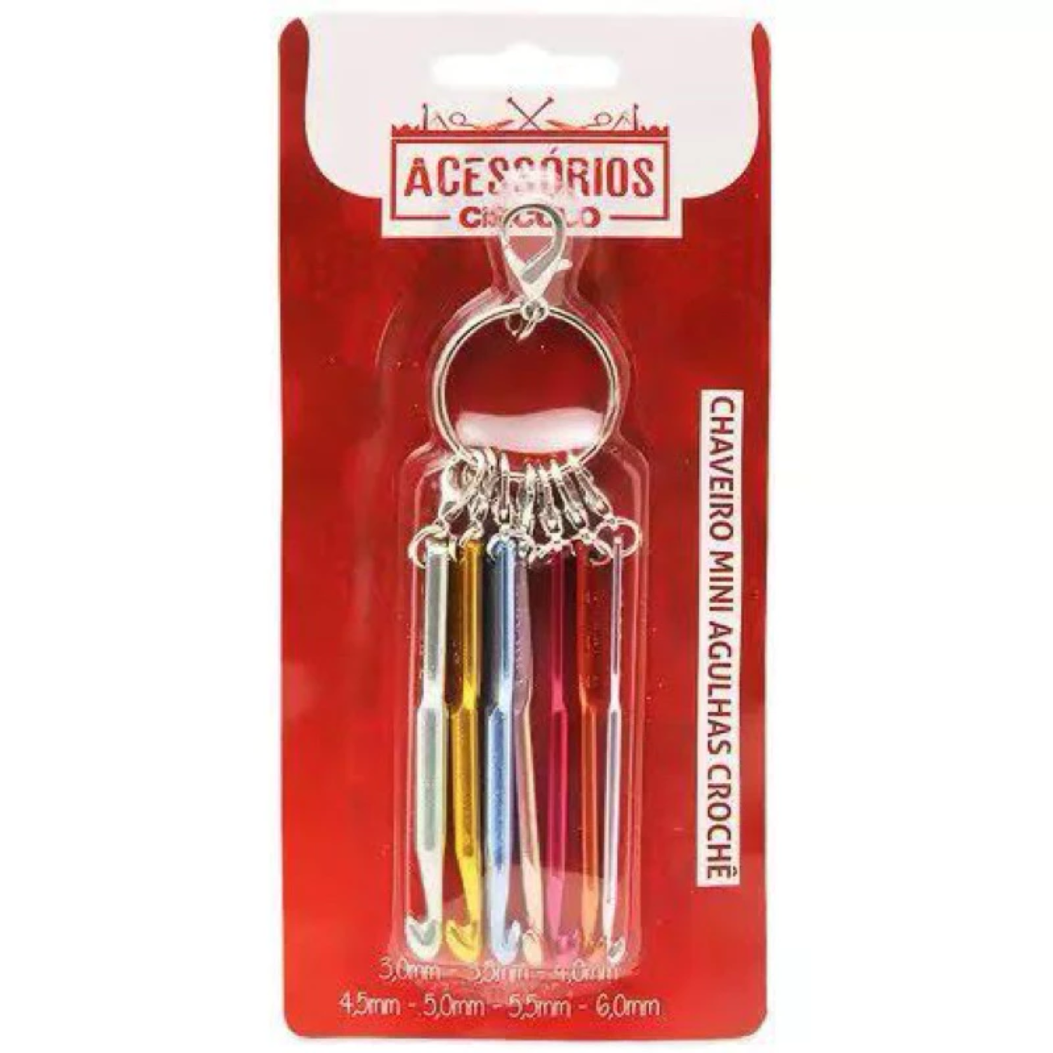  Mini Chaveiro Agulhas De Crochê Círculo De 3,0mm á 6,0mm