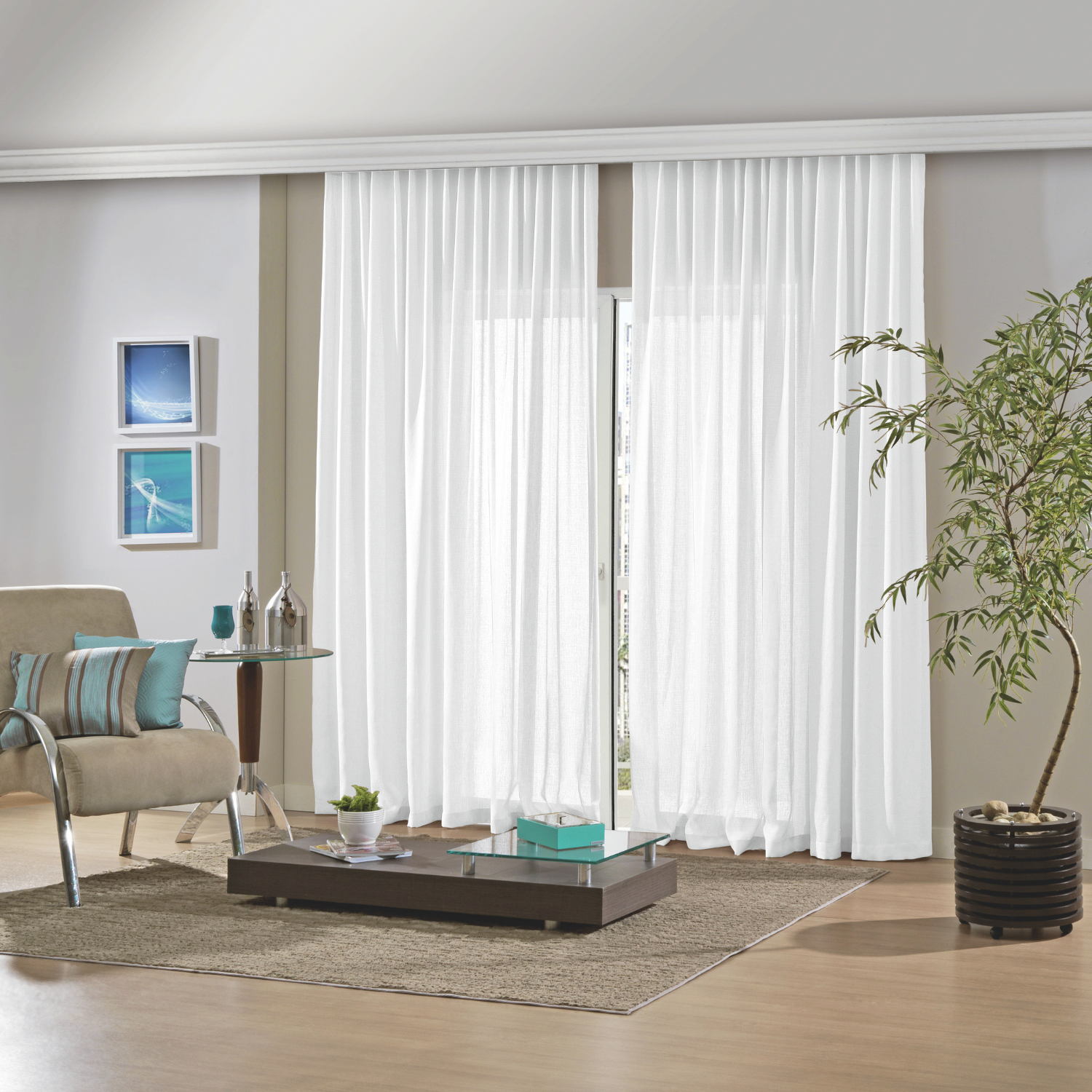 CORTINA RÚSTICA PRIMITIVE 2,00 X 2,30 BRANCA COM ILHÓS PARA VARÃO